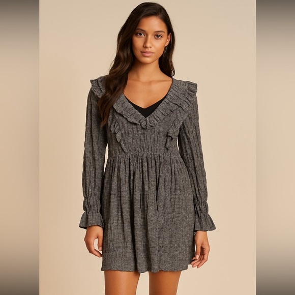 Moon river women’s gingham mini dress with long sleeves small - Picture 1 of 12